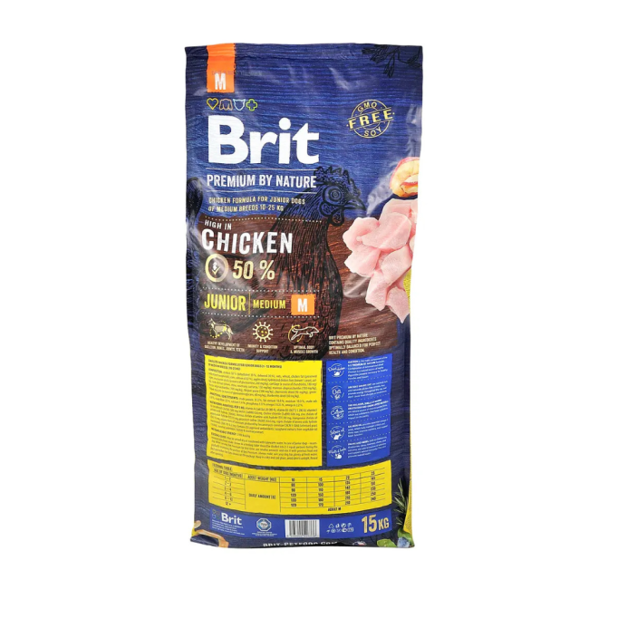 Brit Premium Junior M Сухий корм для цуценят і молодих собак середніх порід 15 кг