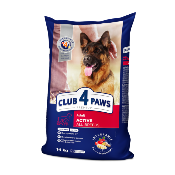 Club 4 Paws Adult All Breeds Active Сухий корм для дорослих активних собак від 12 місяців 14кг