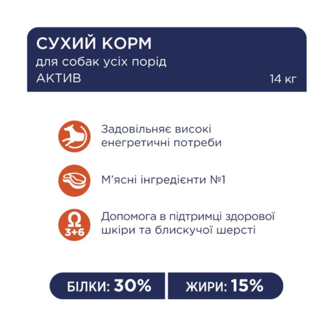Club 4 Paws Adult All Breeds Active Сухий корм для дорослих активних собак від 12 місяців 14кг