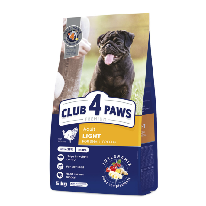 Club 4 Paws Adult Small Breeds Light Сухий корм з індичкою для дорослих собак малих порід схильних до ожиріння (контроль ваги) 5кг