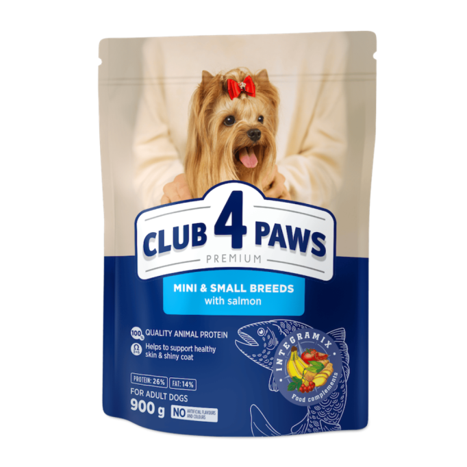 Club 4 Paws Adult Mini & Small Breeds with Salmon Сухий корм з лососем для дорослих собак малих та мініатюрних порід 900г