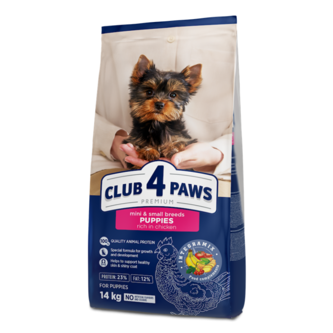 Club 4 Paws Puppies Mini & Small Breeds Chicken Сухий корм з куркою для цуценят малих та мініатюрних порід до 12 місяців 14кг