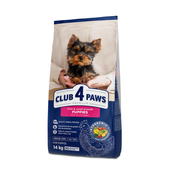 Club 4 Paws Puppies Mini & Small Breeds Chicken Сухий корм з куркою для цуценят малих та мініатюрних порід до 12 місяців 14кг