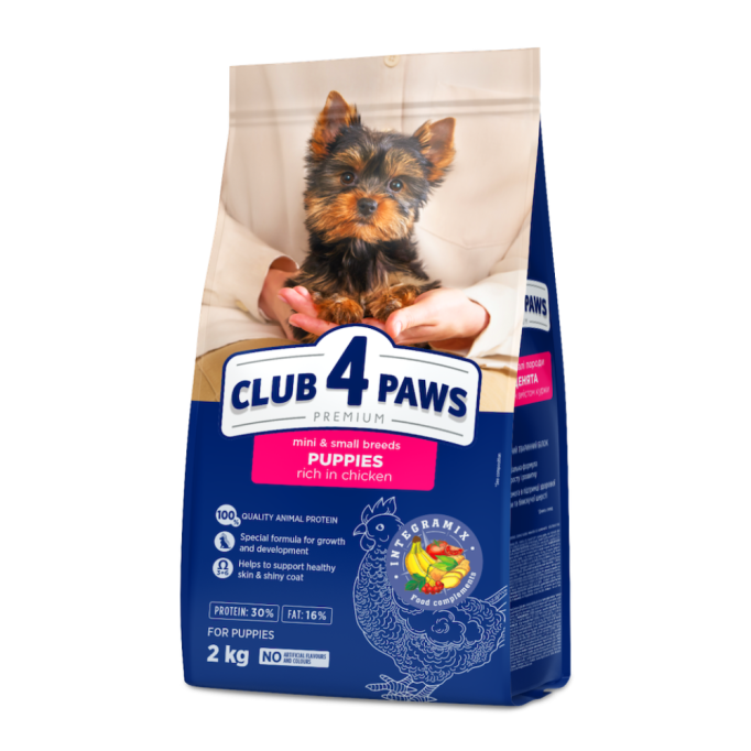 Club 4 Paws Puppies Mini & Small Breeds Chicken Сухий корм з куркою для цуценят малих та мініатюрних порід до 12 місяців 2кг