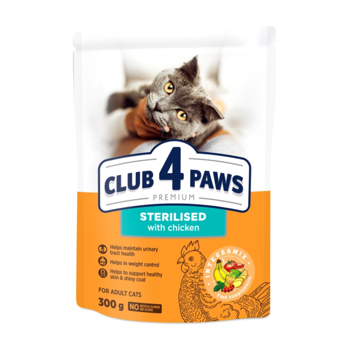 Club 4 Paws Adult Cats Sterilised with chicken Сухий корм з куркою для стерилізованих котів 300г