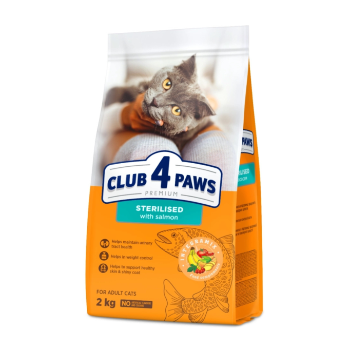 Club 4 Paws Adult Cats Sterilised Salmon Сухий корм з лососем для стерилізованих дорослих котів 2кг