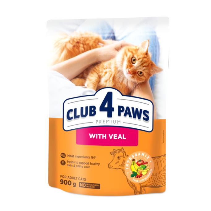 Club 4 Paws Adult Cats Veal Сухий корм з телятиною для дорослих котів 900г