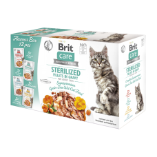 Brit Care Cat Fillets in Gravy Flavour box Sterilized Вологий корм набір смаків для дорослих стерилізованих котів (в соусі) 85г 12шт
