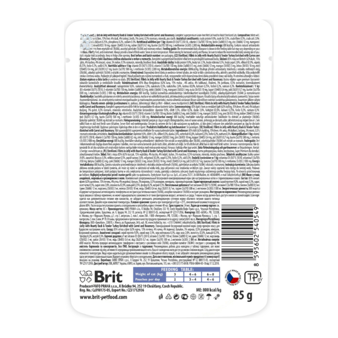 Brit Care Adult Sterilized Hearty Duck & Tender Turkey консерва для стерилізованих котів, філе качки та індички в желе 85 г