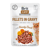 Brit Care Cat Fillets In Gravy with Hearty Duck Вологий корм з качкою для дорослих котів (в соусі) 85г 24шт