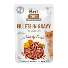 Brit Care Cat Fillets In Gravy with Hearty Duck Вологий корм з качкою для дорослих котів (в соусі) 85г 24шт