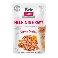 Brit Care Cat Fillets In Gravy with Savory Salmon Вологий корм з лососем для дорослих котів (в соусі) 85г 24шт