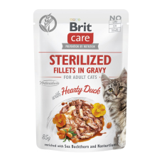 Brit Care Cat Fillets in Gravy Hearty Duck Sterilized Вологий корм з качкою для дорослих стерилізованих котів (в соусі) 85г 24шт