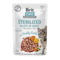 Brit Care Cat Fillets in Gravy Healthy Rabbit Sterilized Вологий корм з кроликом для дорослих стерилізованих котів (в соусі) 85г 24шт