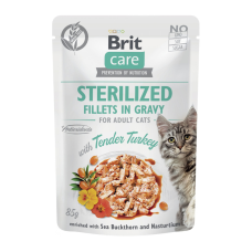 Brit Care Cat Fillets in Gravy Tender Turkey Sterilized Вологий корм з індичкою для дорослих стерилізованих котів (в соусі) 85г 24шт