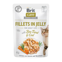 Brit Care Cat Fillets in Jelly Fine Trout & Cod Вологий корм з тріскою та фореллю для дорослих котів (в желе) 85г 24шт