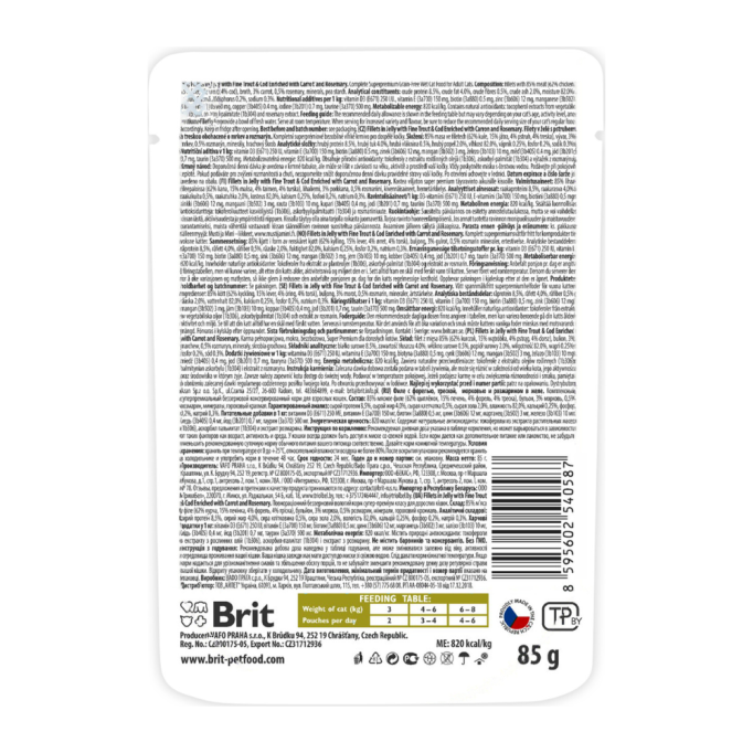 Brit Care Cat Fillets in Jelly Fine Trout & Cod Вологий корм з тріскою та фореллю для дорослих котів (в желе) 85г 24шт