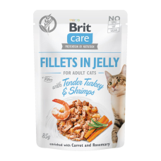 Brit Care Cat Fillets in Jelly Tender Turkey & Shrimps Вологий корм з індичкою та креветками для дорослих котів (в желе) 85г 24шт