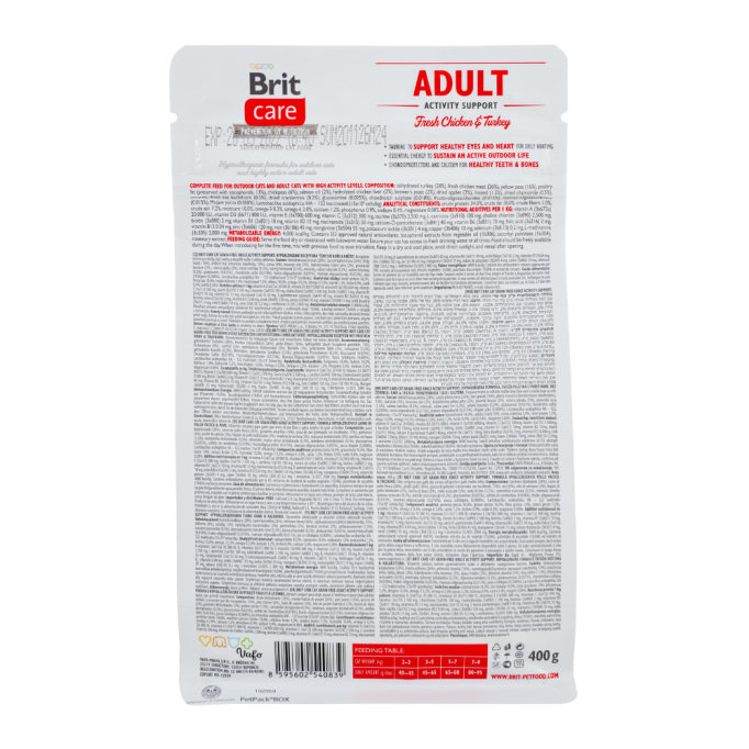 Brit Care Adult Activity Support Fresh Chicken & Turkey Беззерновий гіпоалергенний сухий корм для активних дорослих котів 400г