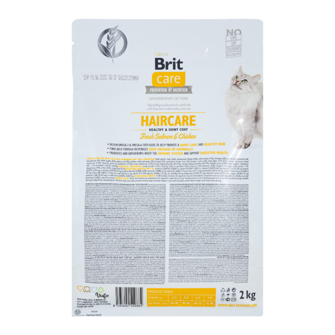 Brit Care Haircare Healthy & Shiny Coat Fresh Salmon & Chicken Беззерновий гіпоалергенний сухий корм для котів догляд за шкірою і шерстю 2кг