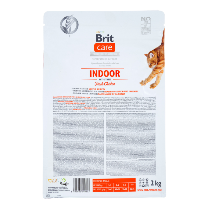 Brit Care Indoor Anti-Stress Fresh Chicken Беззерновий гіпоалергенний сухий корм для дорослих котів які живуть в приміщенні 2кг
