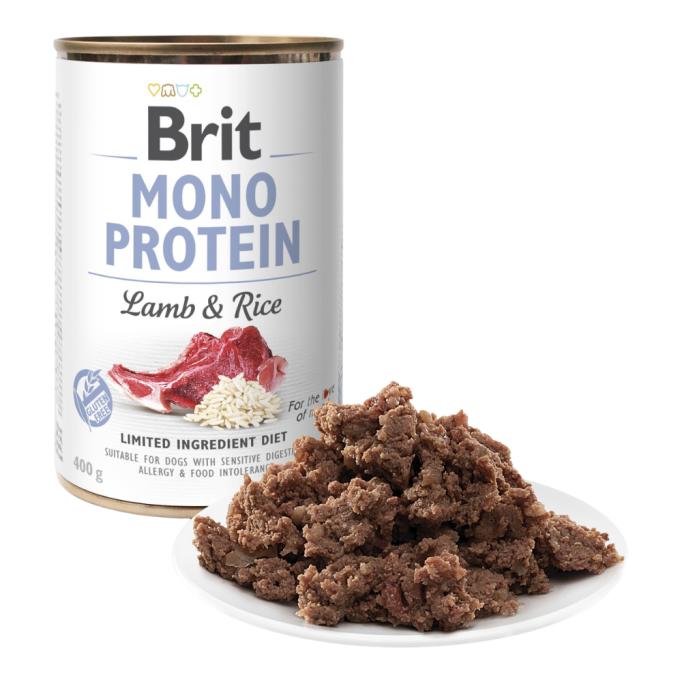 Brit Mono Protein Lamb and Rice Dog Вологий корм з ягням та рисом для дорослих собак (паштет) 400г