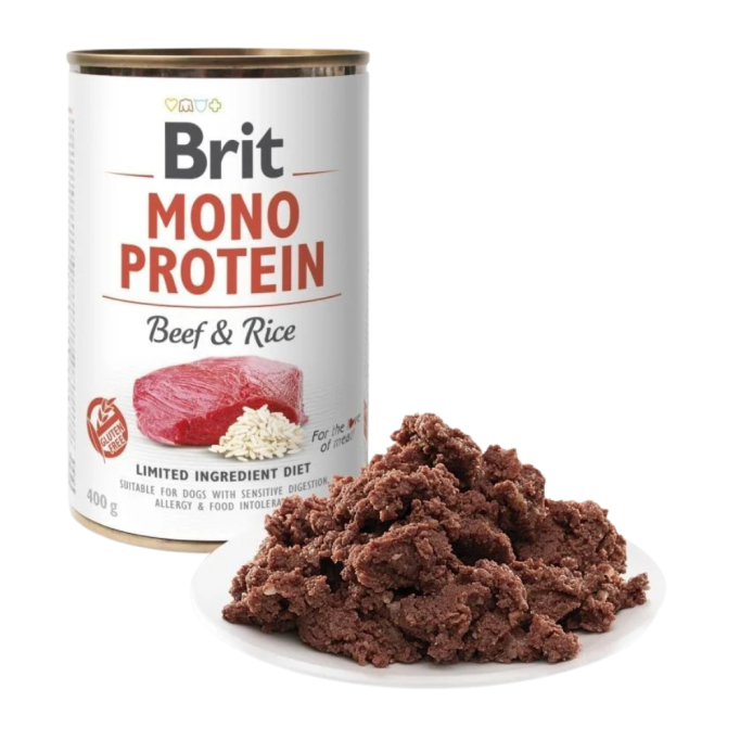 Brit Mono Protein Beef and Rice Dog Вологий корм з яловичиною та рисом для дорослих собак (паштет) 400г