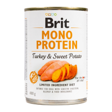 Brit Mono Protein Turkey and Sweet Potato Dog Вологий корм з індичкою та бататом для дорослих собак (паштет) 400г