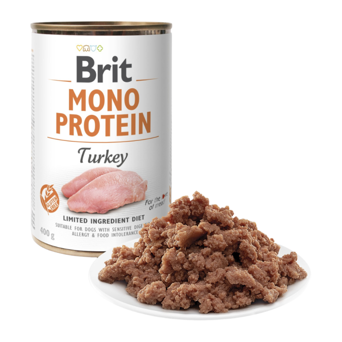 Brit Mono Protein Turkey Dog Вологий корм з індичкою для дорослих собак (паштет) 400г