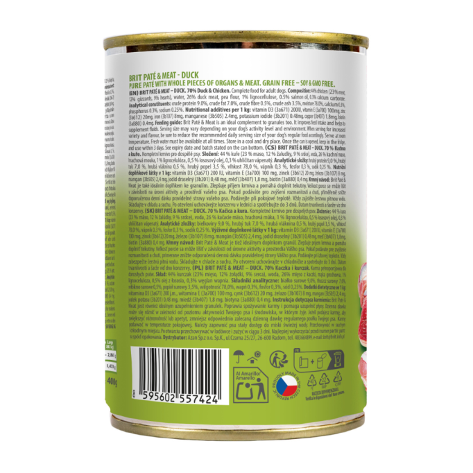 Brit Care Pate and Meat Dog Вологий корм з качкою для дорослих собак (паштет) 400г
