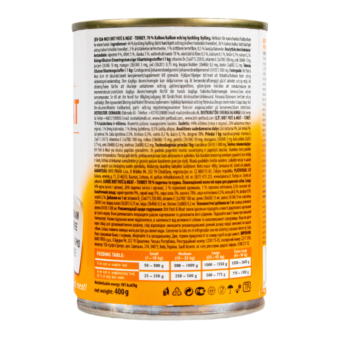 Brit Care Pate and Meat Dog Вологий корм з індичкою для дорослих собак (паштет) 400г