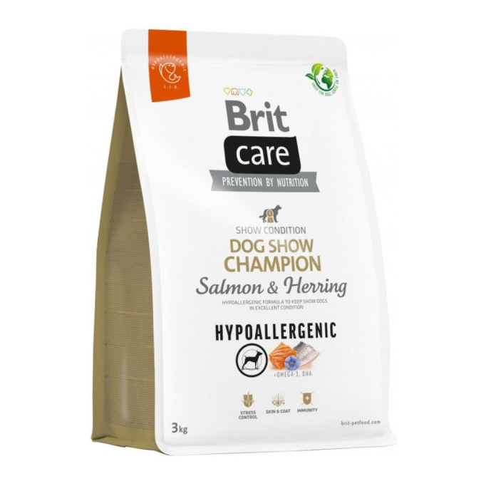 Brit Care Dog Hypoallergenic Dog Show Champion Сухий гіпоалергенний корм з лососем та оселедцем для виставкових собак 3кг