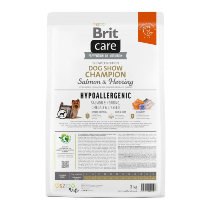 Brit Care Dog Hypoallergenic Dog Show Champion Сухий гіпоалергенний корм з лососем та оселедцем для виставкових собак 3кг