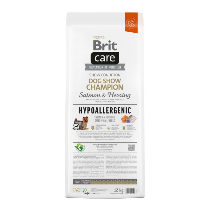 Brit Care Dog Hypoallergenic Dog Show Champion Сухий гіпоалергенний корм з лососем та оселедцем для виставкових собак 12кг
