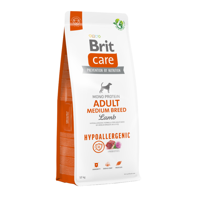 Brit Care Dog Hypoallergenic Adult Medium Breed Сухий гіпоалергенний корм з ягням для дорослих собак середніх порід 12кг