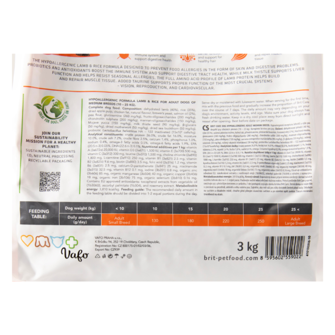 Brit Care Dog Hypoallergenic Adult Medium Breed Сухий гіпоалергенний корм з ягням для дорослих собак середніх порід 3кг