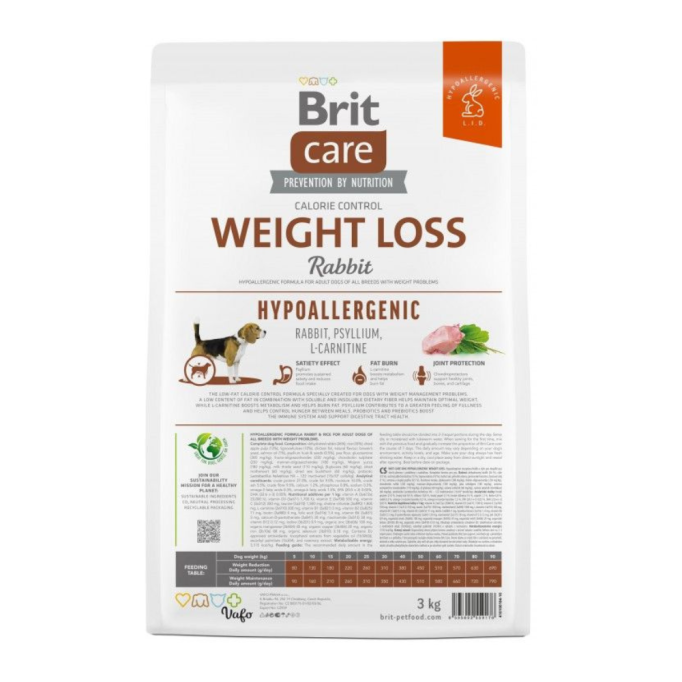 Brit Care Dog Hypoallergenic Weight Loss Сухий гіпоалергенний корм з кроликом для дорослих собак із зайвою вагою 3кг