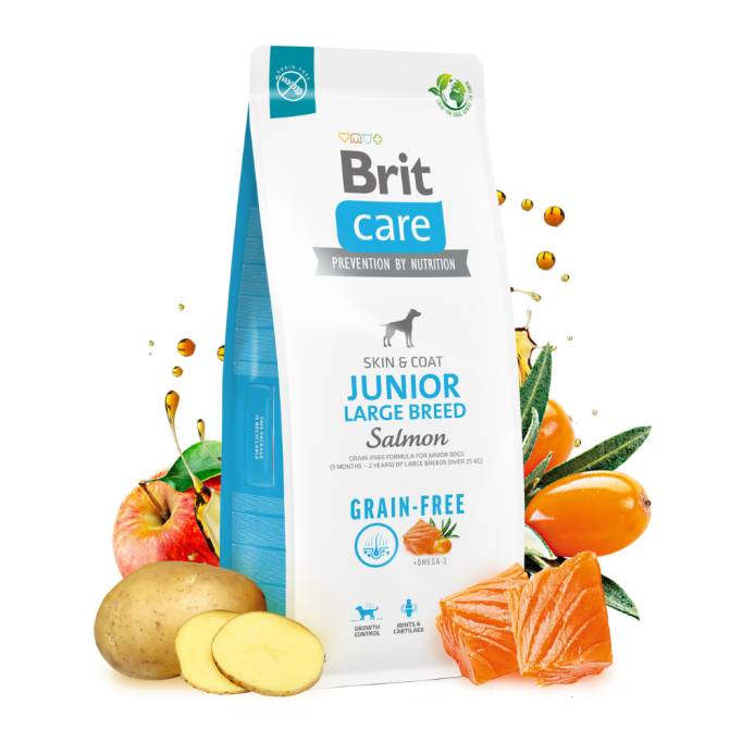 Brit Care Dog Grain-free Junior Large Breed Сухий беззерновий корм з лососем для цуценят та молодих собак великих порід 12кг