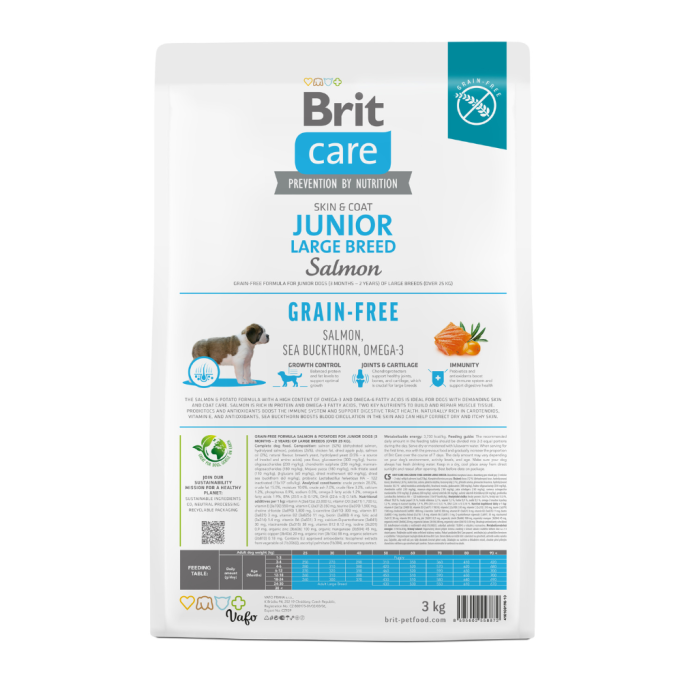 Brit Care Dog Grain-free Junior Large Breed Сухий беззерновий корм з лососем для цуценят та молодих собак великих порід 3кг