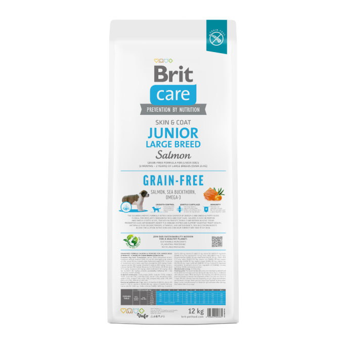 Brit Care Dog Grain-free Junior Large Breed Сухий беззерновий корм з лососем для цуценят та молодих собак великих порід 12кг