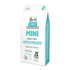 Brit Care Mini Grain Free Light & Sterilised Rabbit & Salmon Гіпоалергенний, беззерновий сухий корм з кроликом та лососем для стерилізованих собак малих порід 7кг