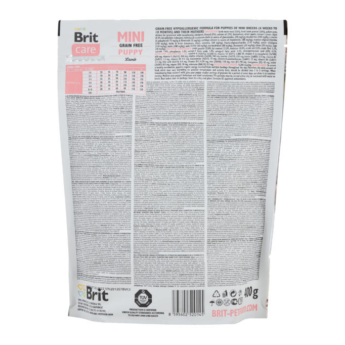 Brit Care Mini Grain Free Puppy Lamb Гіпоалергенний беззерновий сухий корм з ягням для цуценят мініатюрних порід 400г