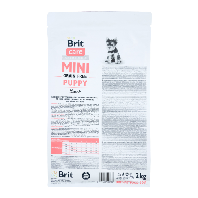 Brit Care Mini Grain Free Puppy Lamb Гіпоалергенний беззерновий сухий корм з ягням для цуценят мініатюрних порід 2кг
