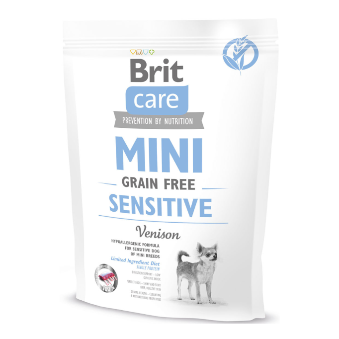 Brit Care Mini Grain Free Sensitive Venison Гіпоалергенний беззерновий сухий корм з олениною для дорослих собак мініатюрних порід з чутливим травленням 400г
