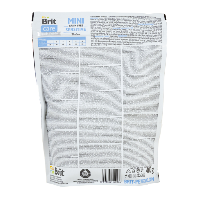 Brit Care Mini Grain Free Sensitive Venison Гіпоалергенний беззерновий сухий корм з олениною для дорослих собак мініатюрних порід з чутливим травленням 400г