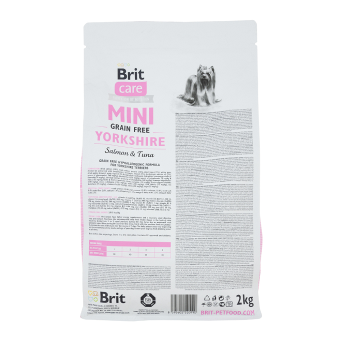 Brit Care Mini Grain Free Yorkshire Salmon & Tuna Гіпоалергенний беззерновий сухий корм з лососем та тунцем для дорослих собак породи йоркширський тер'єр 2кг
