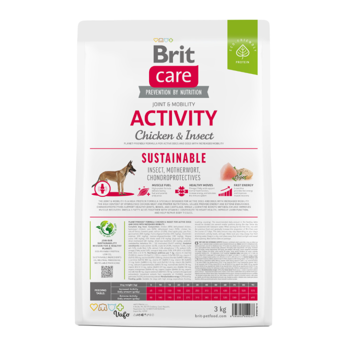 Brit Care Dog Sustainable Activity Сухий корм з куркою та комахами для дорослих собак з підвищеною активністю 3кг