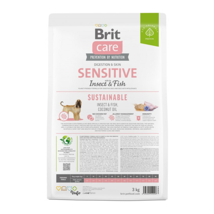 Brit Care Dog Sustainable Sensitive Сухий корм з рибою та комахами для дорослих собак з чутливим травленням 3кг