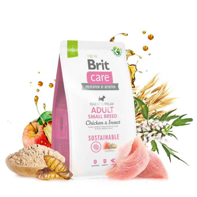 Brit Care Dog Sustainable Adult Small Breed Сухий корм з куркою та комахами для дорослих собак маленьких порід 3кг