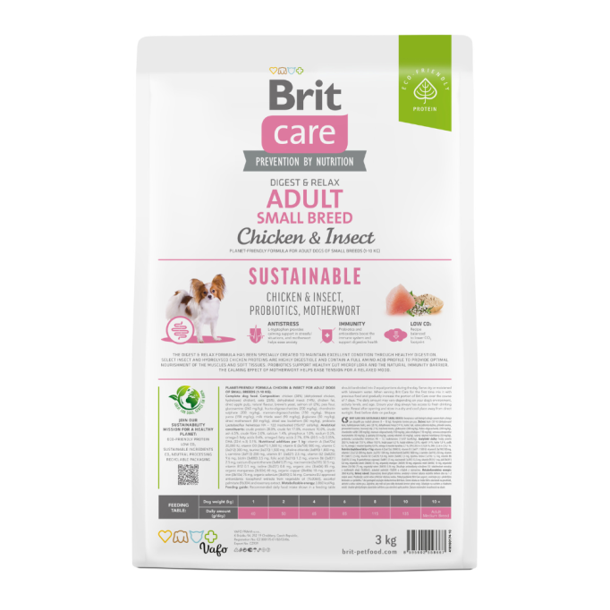 Brit Care Dog Sustainable Adult Small Breed Сухий корм з куркою та комахами для дорослих собак маленьких порід 3кг